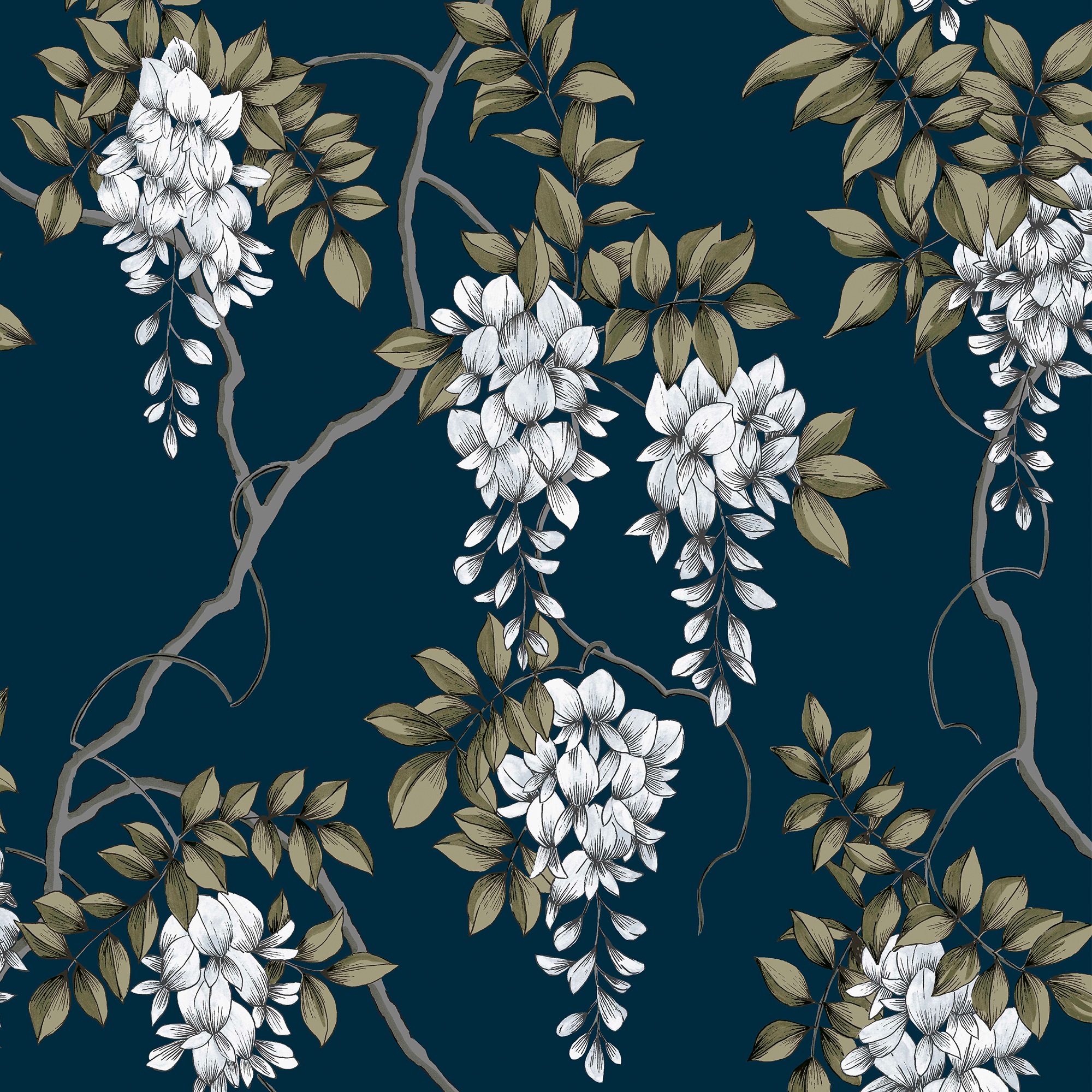 Superfresco Easy Wisteria Navy Wallpaper - 10m x 52cm