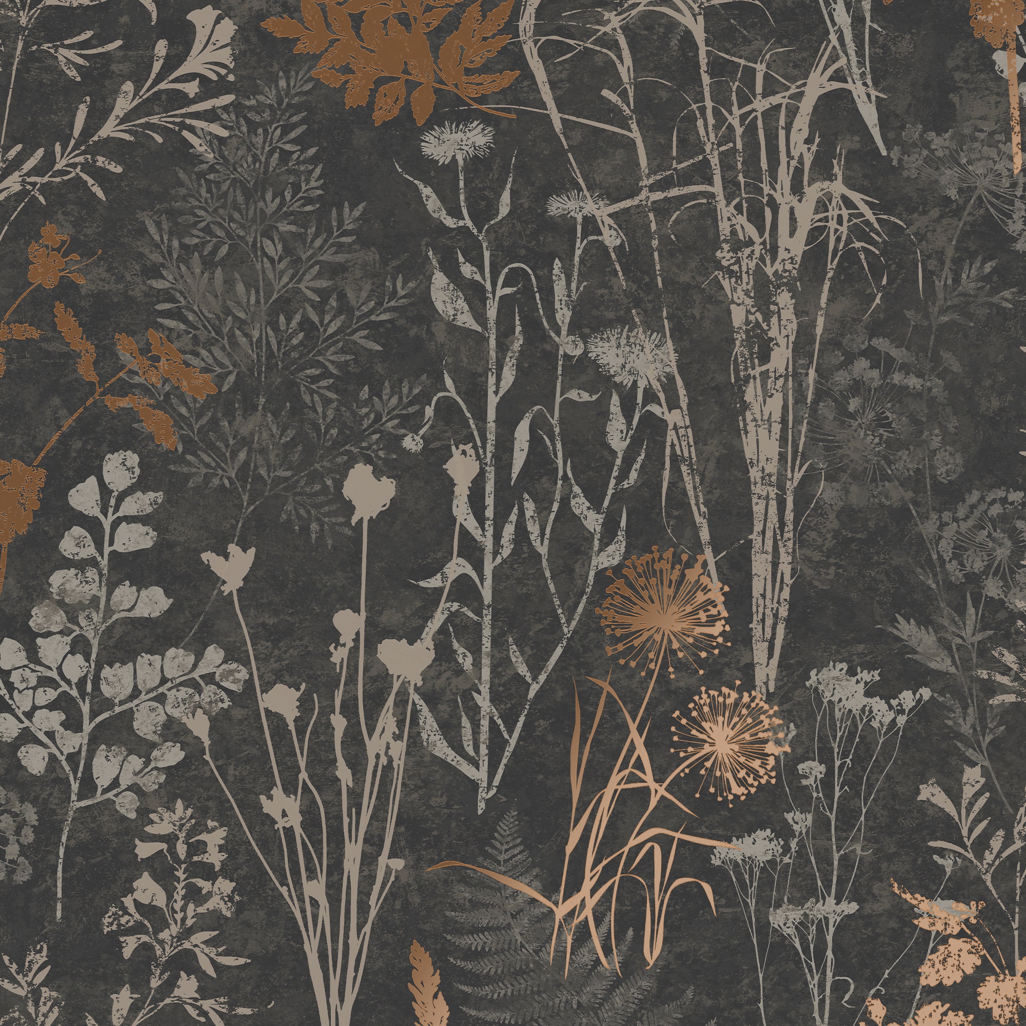 Superfresco Easy Organics Black & Copper Wallpaper - 10m x 52cm