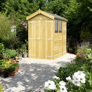 DIY Sheds Apex Shiplap Pressure Treated Double Door Shed - 4 x 6ft