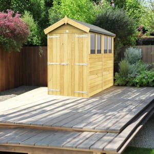 DIY Sheds Apex Shiplap Pressure Treated Double Door Shed - 4 x 8ft