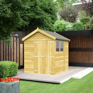 DIY Sheds Apex Shiplap Pressure Treated Double Door Shed - 6 x 7ft