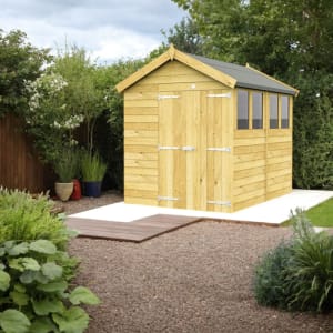 DIY Sheds Apex Shiplap Pressure Treated Double Door Shed - 6 x 8ft