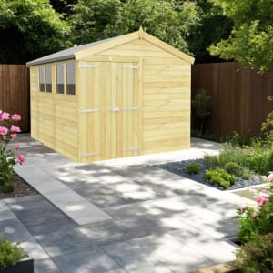 DIY Sheds Apex Shiplap Pressure Treated Double Door Shed - 8 x 10ft