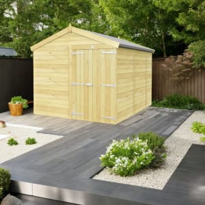DIY Sheds Apex Shiplap Pressure Treated Double Door Windowless Shed - 8 x 10ft