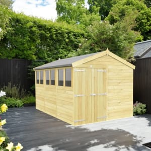 DIY Sheds Apex Shiplap Pressure Treated Double Door Shed - 8 x 12ft