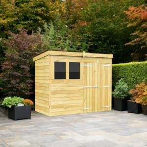 DIY Sheds Pent Shiplap Pressure Treated Double Door Shed - 8 x 4ft