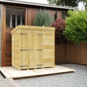 DIY Sheds Pent Shiplap Pressure Treated Double Door Windowless Shed - 6 x 5ft