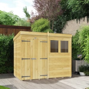 DIY Sheds Pent Shiplap Pressure Treated Double Door Shed - 8 x 5ft