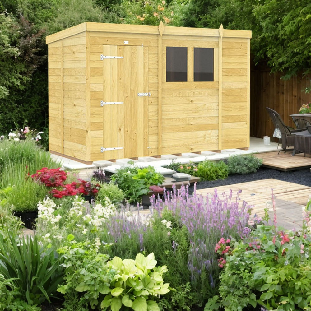 DIY Sheds Pent Shiplap Pressure Treated Shed - 10 x 5ft