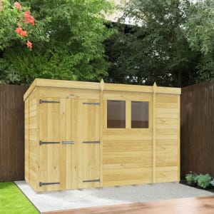 DIY Sheds Pent Shiplap Pressure Treated Double Door Shed - 10 x 5ft