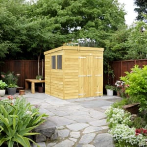 DIY Sheds Pent Shiplap Pressure Treated Double Door Shed - 6 x 6ft