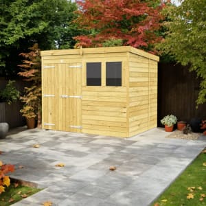 DIY Sheds Pent Shiplap Pressure Treated Double Door Shed - 8 x 6ft