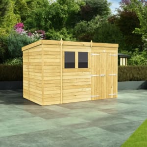 DIY Sheds Pent Shiplap Pressure Treated Double Door Shed - 10 x 6ft