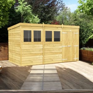 DIY Sheds Pent Shiplap Pressure Treated Double Door Shed - 12 x 6ft