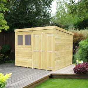 DIY Sheds Pent Shiplap Pressure Treated Double Door Shed - 8 x 8ft