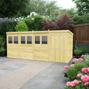 DIY Sheds Pent Shiplap Pressure Treated Double Door Shed - 16 x 8ft