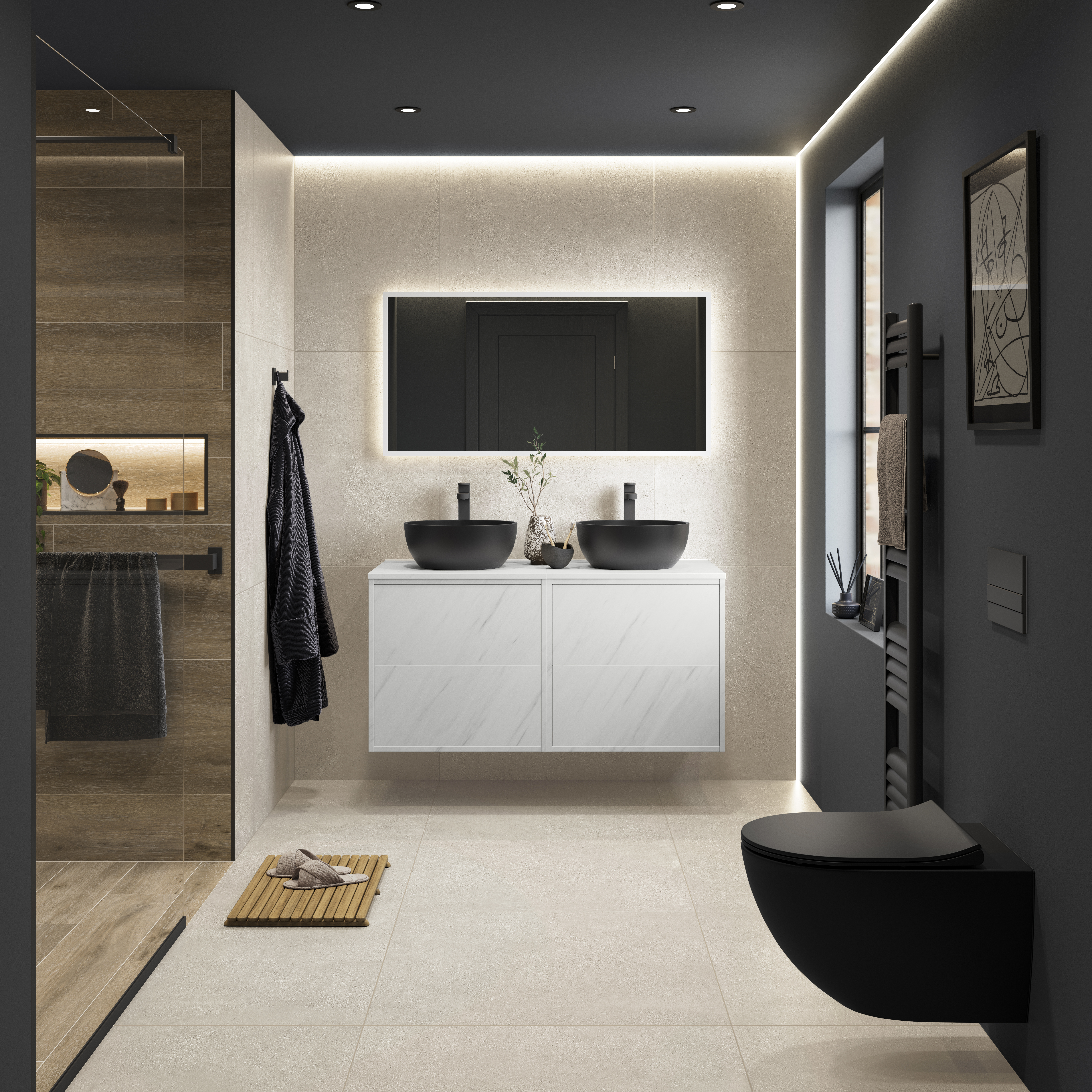 Wickes Boutique Cortina White Matt Porcelain Wall & Floor Tile - 800 x 800mm