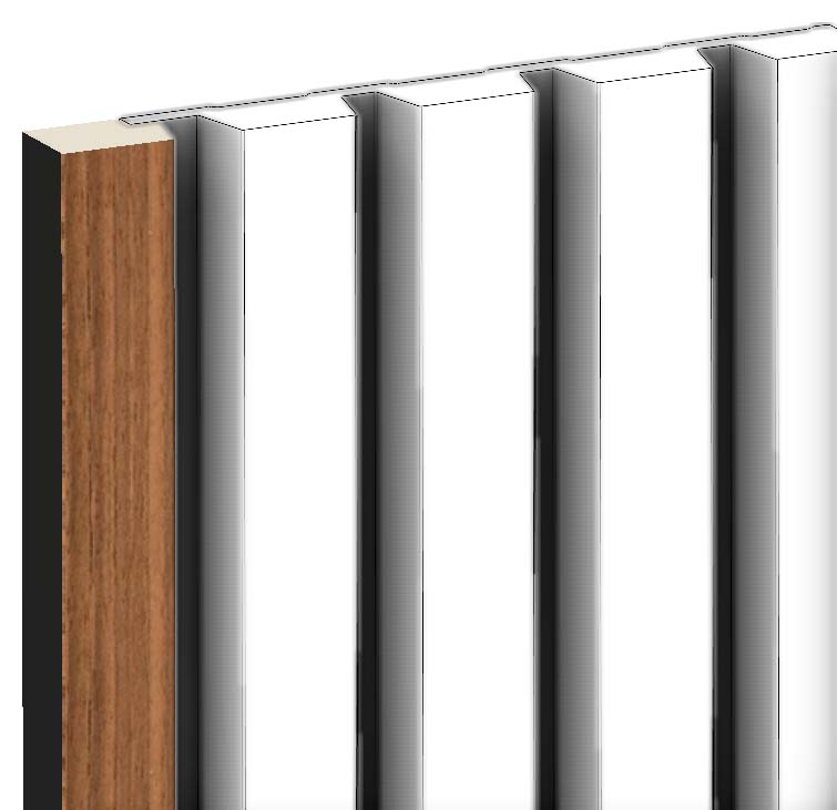 Corlea Walnut & Black Grooved End Cap for Slatted Wall Panelling - 2400mm