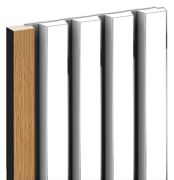 Corlea Oak & Black Grooved End Cap for Slatted Wall Panelling - 2400mm