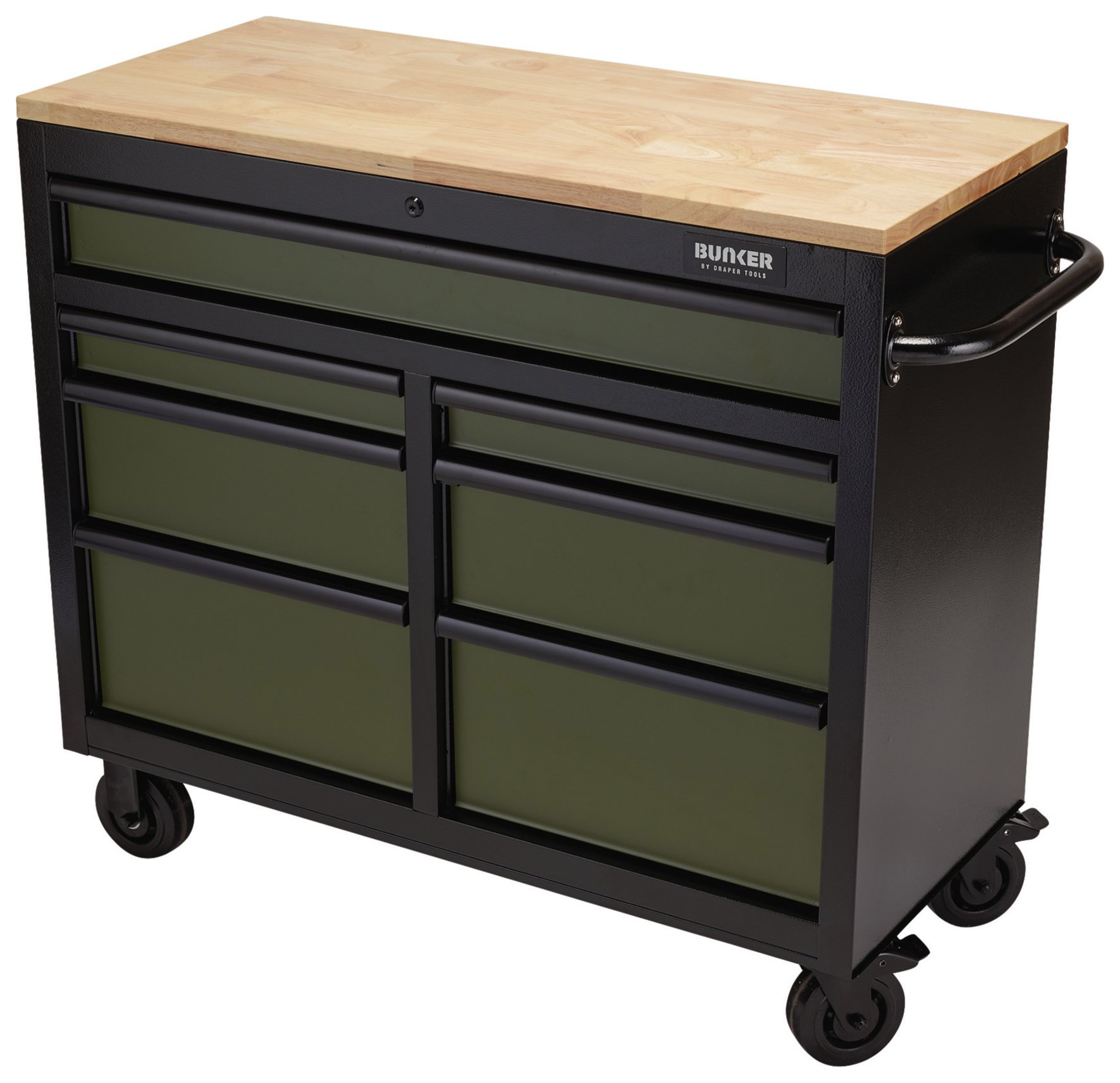 BUNKER Green 7 Drawer Workbench Roller Tool Cabinet - 41in