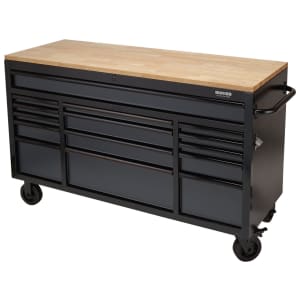 BUNKER Grey 15 Drawer Workbench Roller Tool Cabinet - 61in