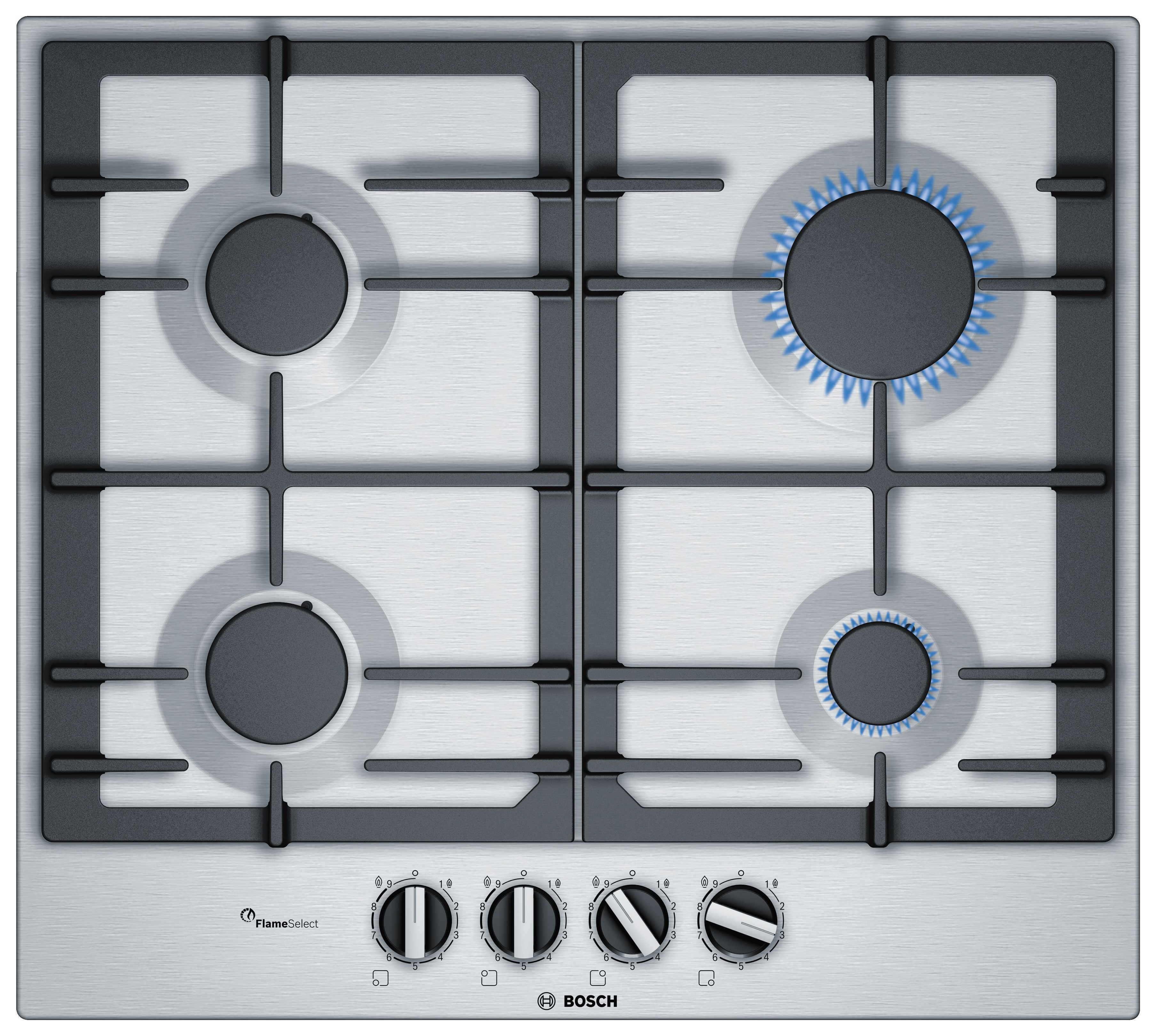 Bosch Series 6 PCP6A5B90 Stainless Steel Gas Hob - 60cm