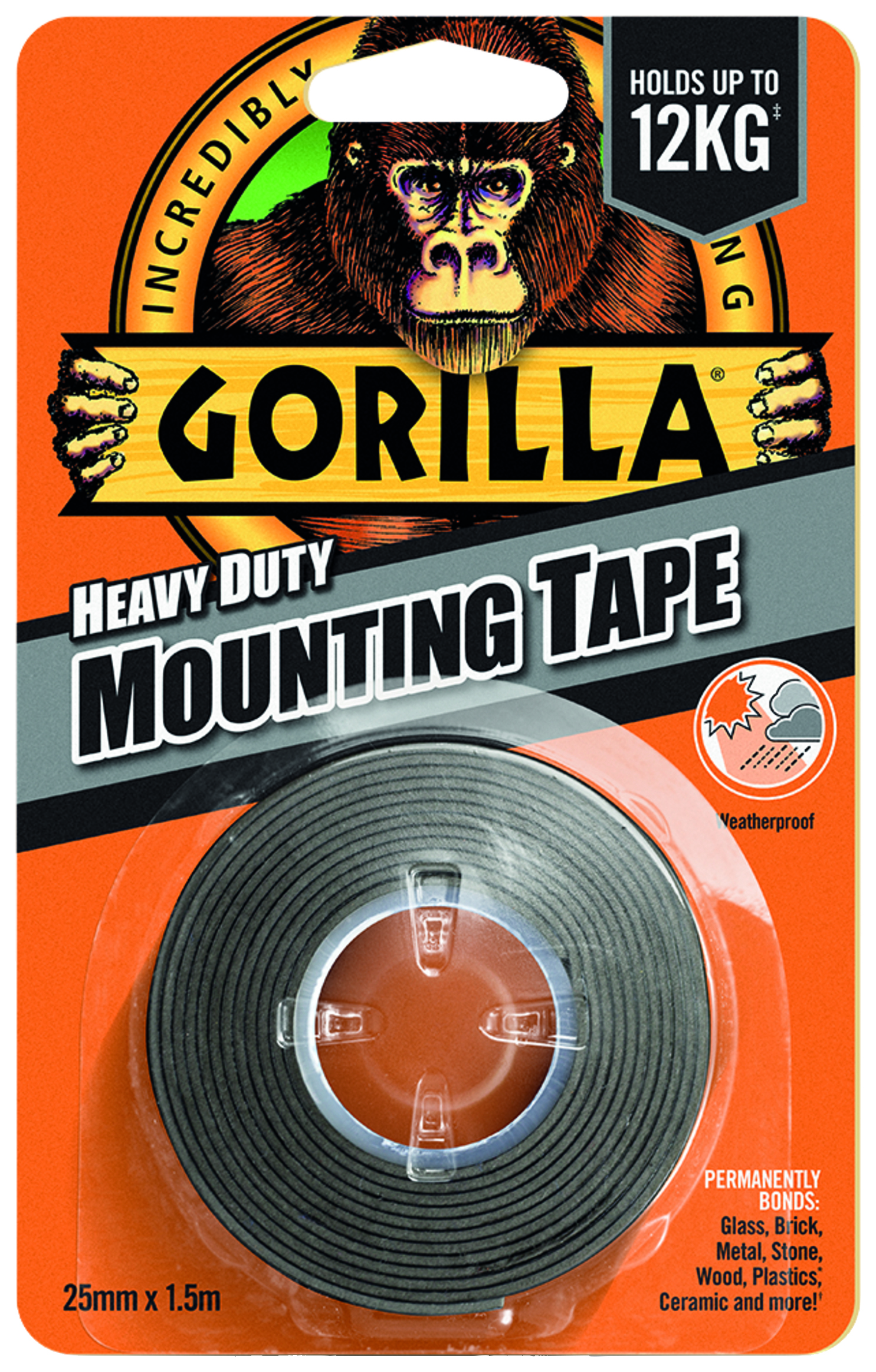 Gorilla Heavy Duty Double Sided Mounting Tape up to 12kg - 1.5m