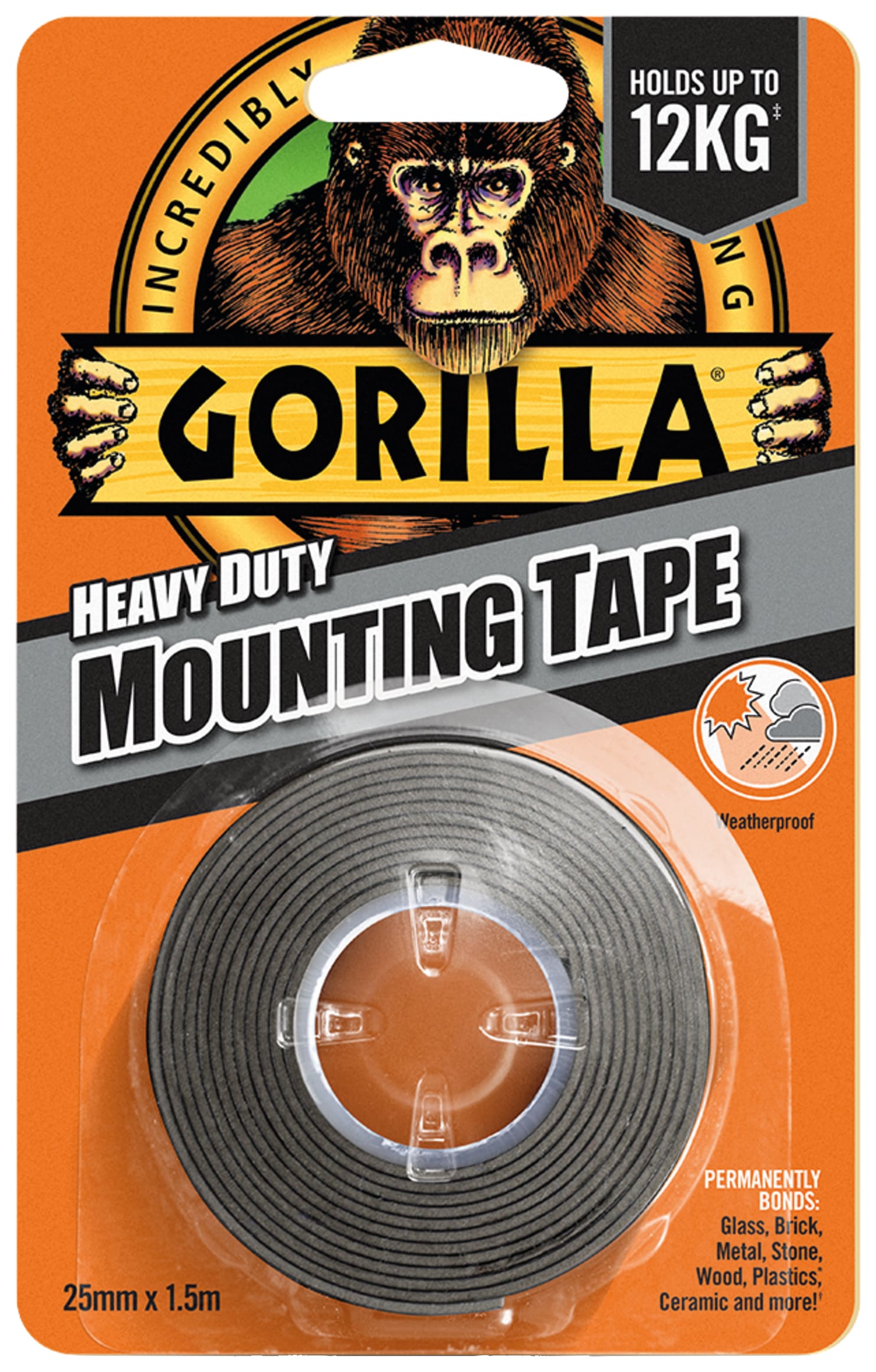 Gorilla Heavy Duty Double Sided Mounting Tape up to 12kg 1.5m Wickes.co.uk