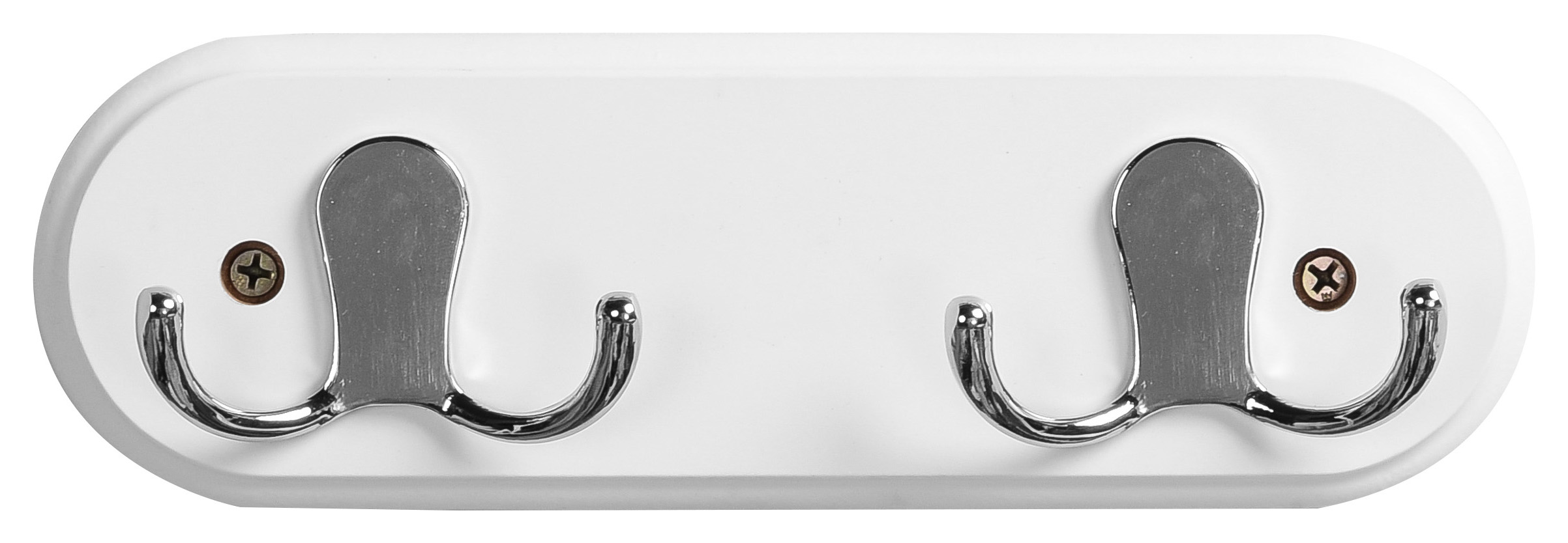 Wickes 2 Polished Chrome Double Hooks on White Board