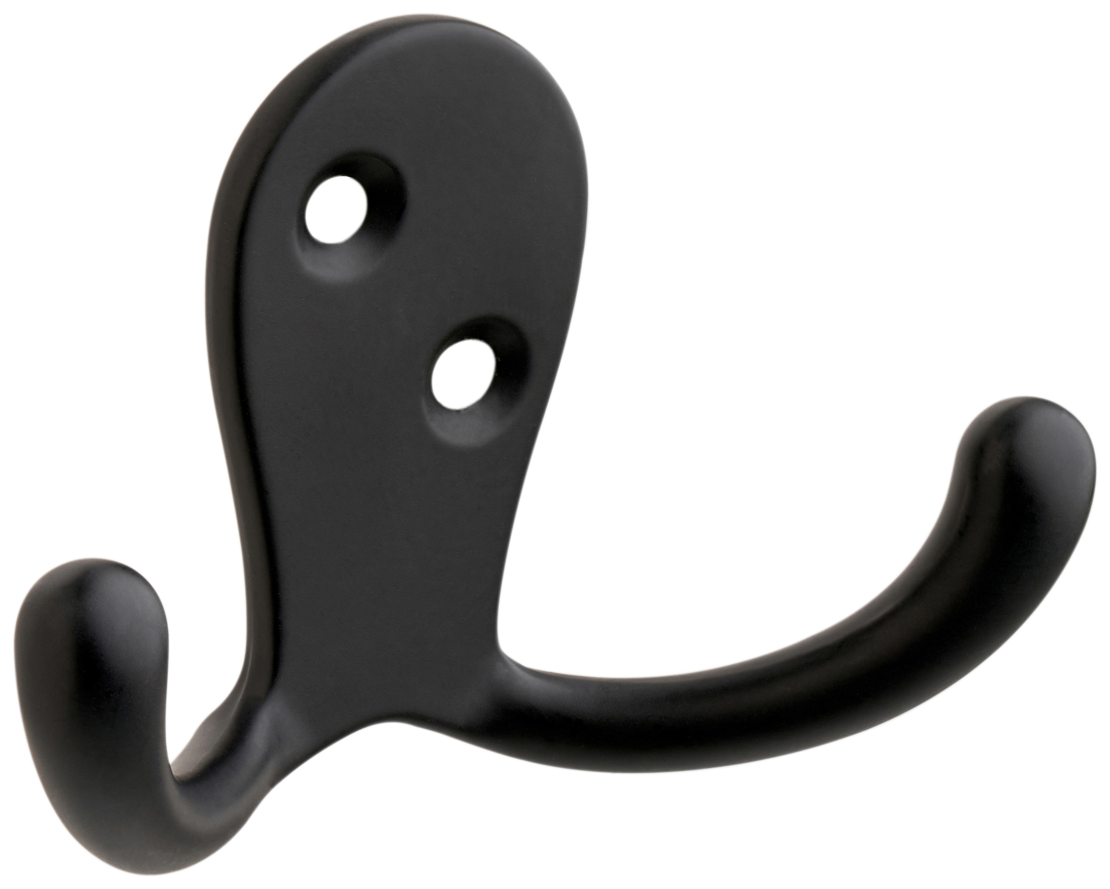 Wickes Matt Black Double Robe Hook - Pack of 2