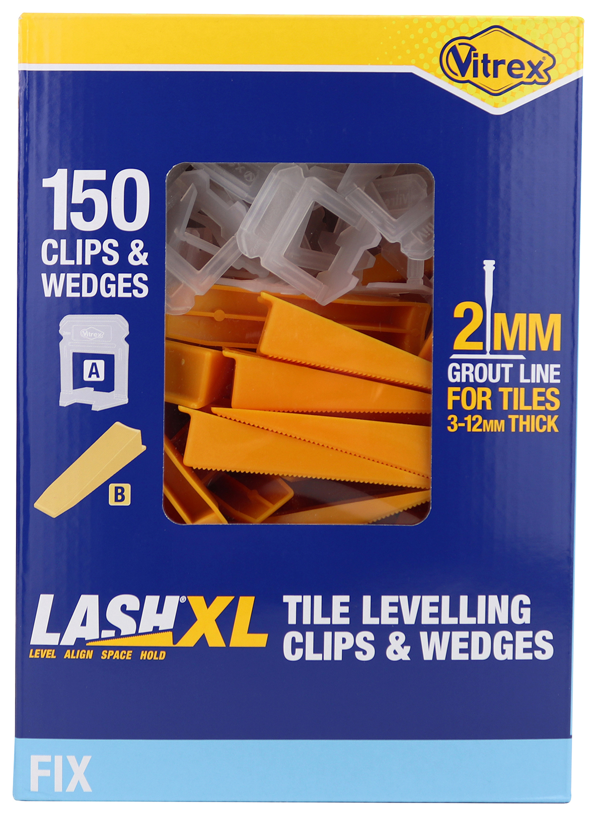 Vitrex LASHXL Tile Levelling Clips & Wedges - Pack of 150