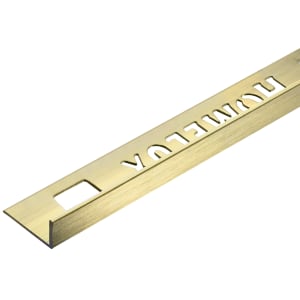 Homelux 10mm Light Brushed Gold Metal Straight Edge Tile Trim - 2.5m
