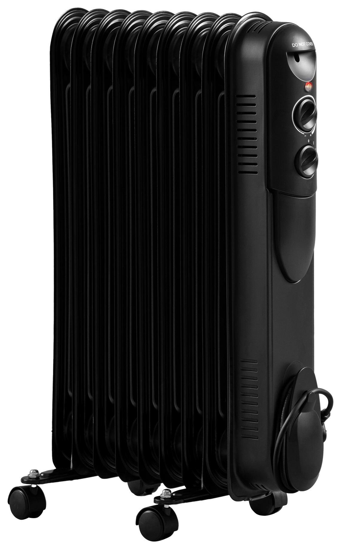 Fine Elements 2kW Round 9 Fin Oil Filled Radiator with Timer - Black