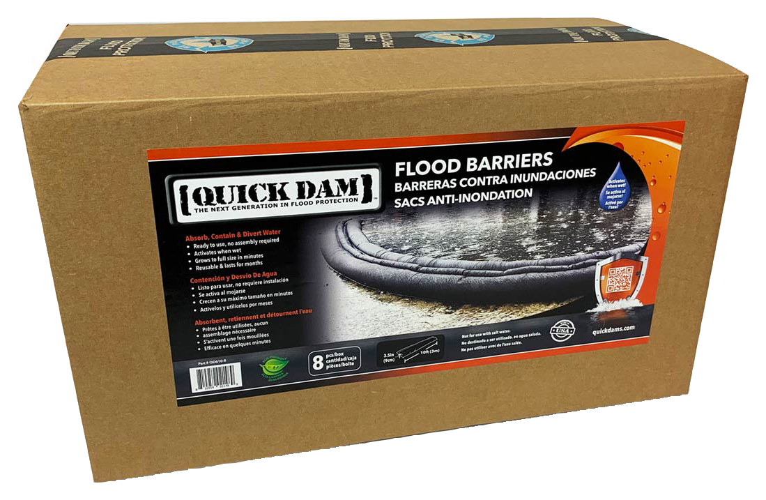 Quick Dam QD610-8 Water Activated Flood Barriers - 3m/10ft - Pack of 8