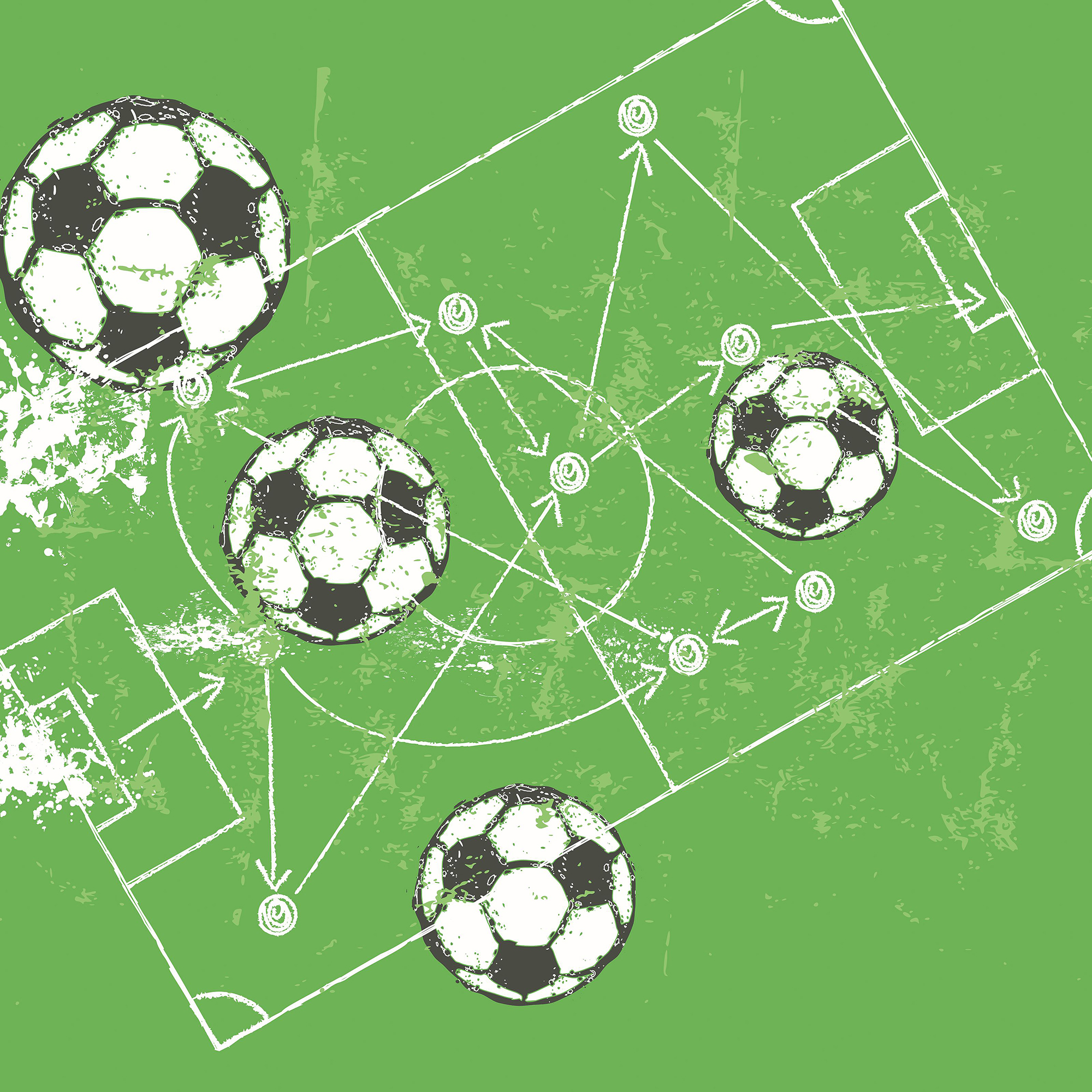 Origin Murals Football Grunge Texture Green Wall Mural - 3.5 x 2.8m