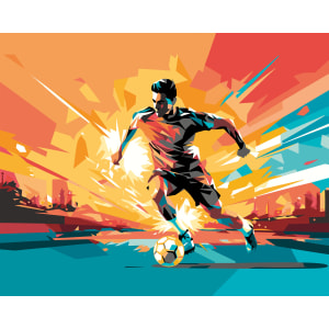Origin Murals Football Player Abstract Landscape Orange Wall Mural - 3.5 x 2.8m