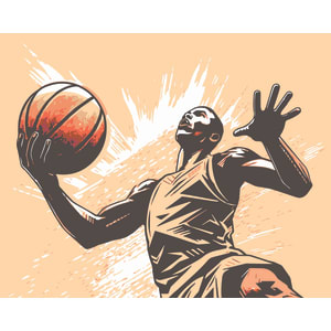 Origin Murals Graphic Basketball Player Orange Wall Mural - 3.5 x 2.8m