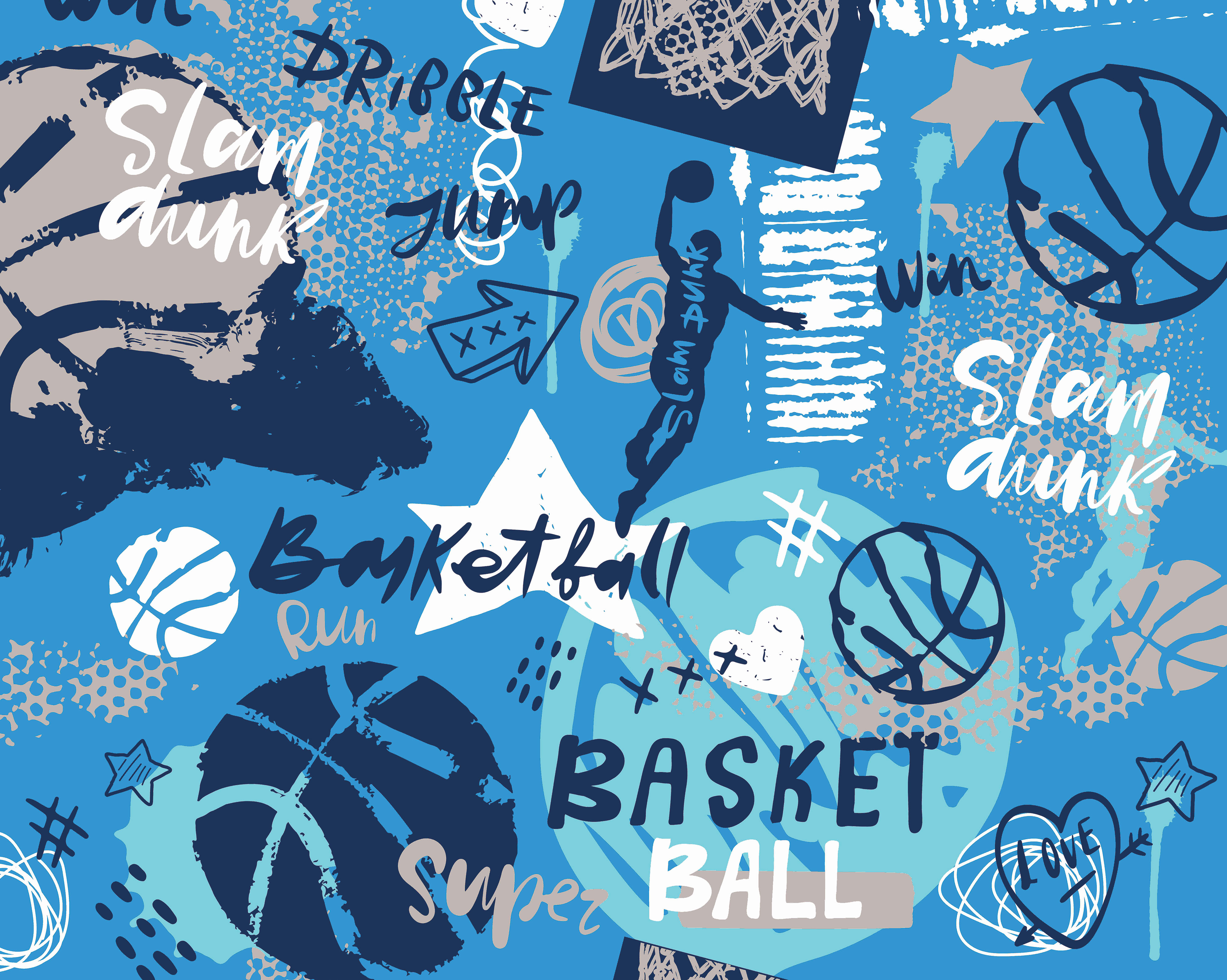 Origin Murals Graffiti Basketball Blue Wall Mural -