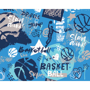 Origin Murals Graffiti Basketball Blue Wall Mural - 3.5 x 2.8m