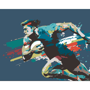 Origin Murals Rugby Player in Graphic Style Blue Wall Mural - 3.5 x 2.8m