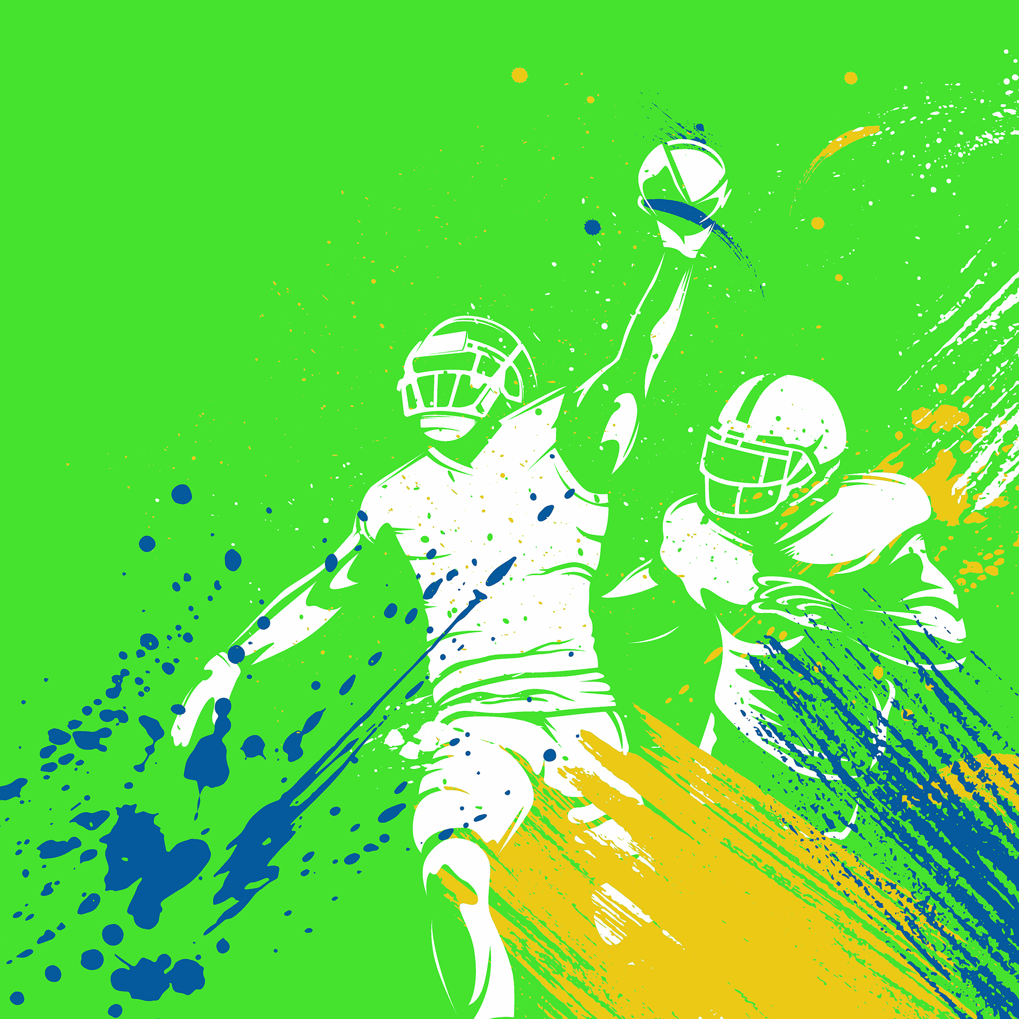 Origin Murals American Footballers Paint Splash Green Wall Mural - 3.5 x 2.8m