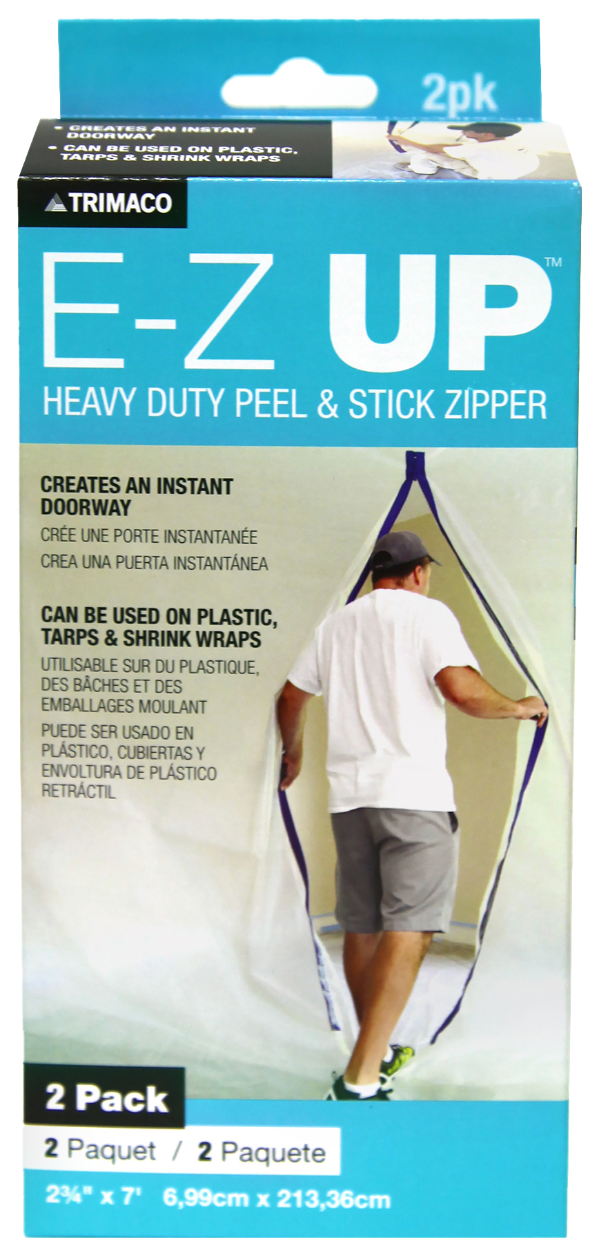 Trimaco E-Z Up Heavy Duty Peel & Stick Zipper - Pack of 2