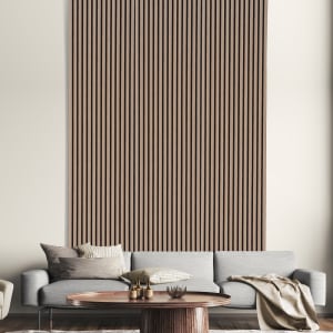 Acoustic Slatwall Walnut Veneer Wood Panels - 19 x 573 x 2400mm HD