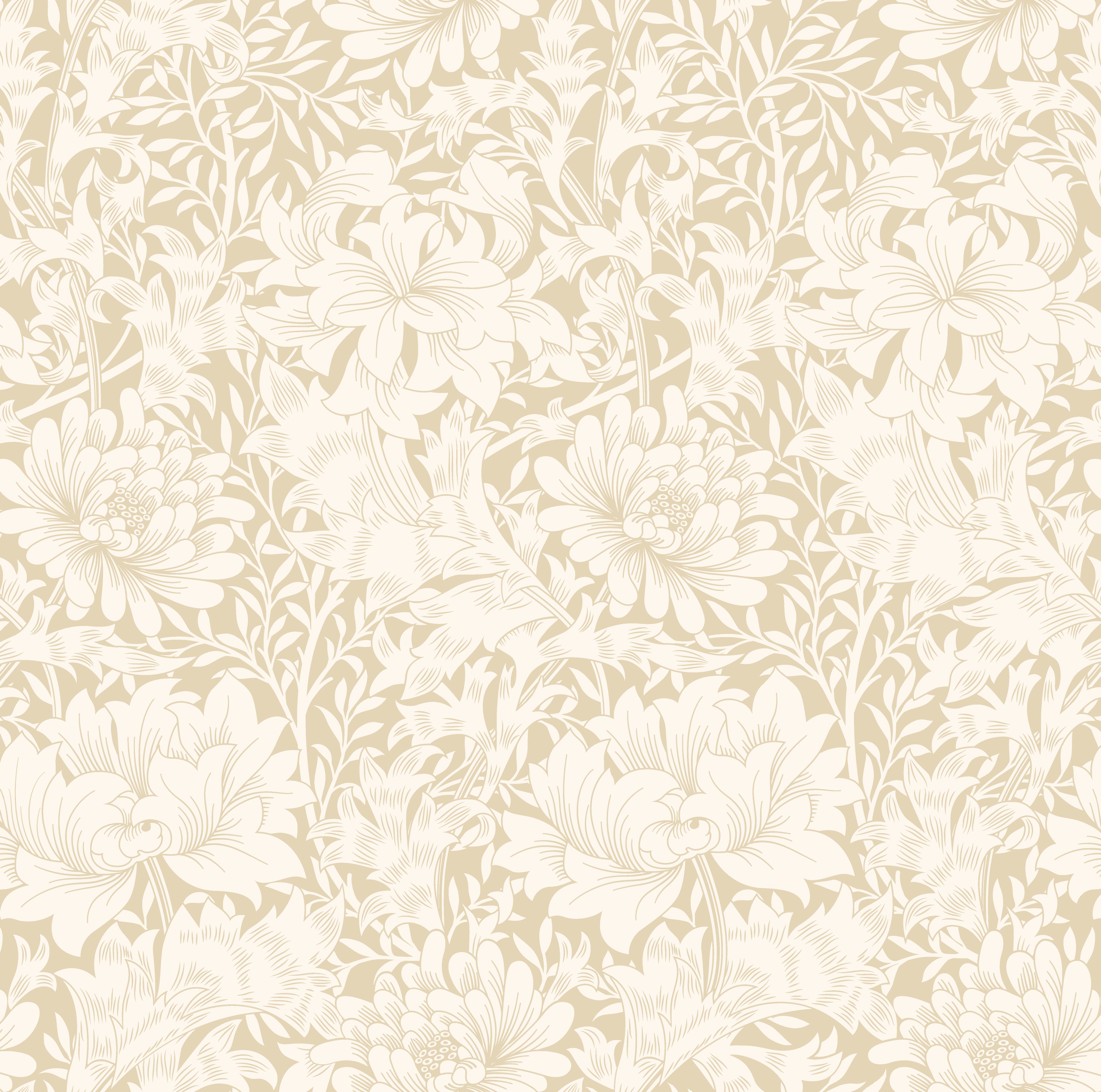 Hoopla Chrysanthemum Flax Matt Wallpaper - 10m