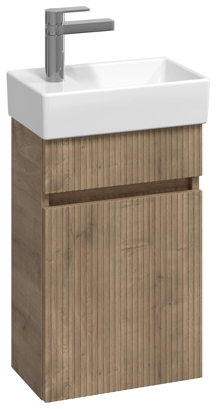 Abacus Concept Halifax Oak Ribbed Compact S1 Vanity Unit & Basin - 360mm