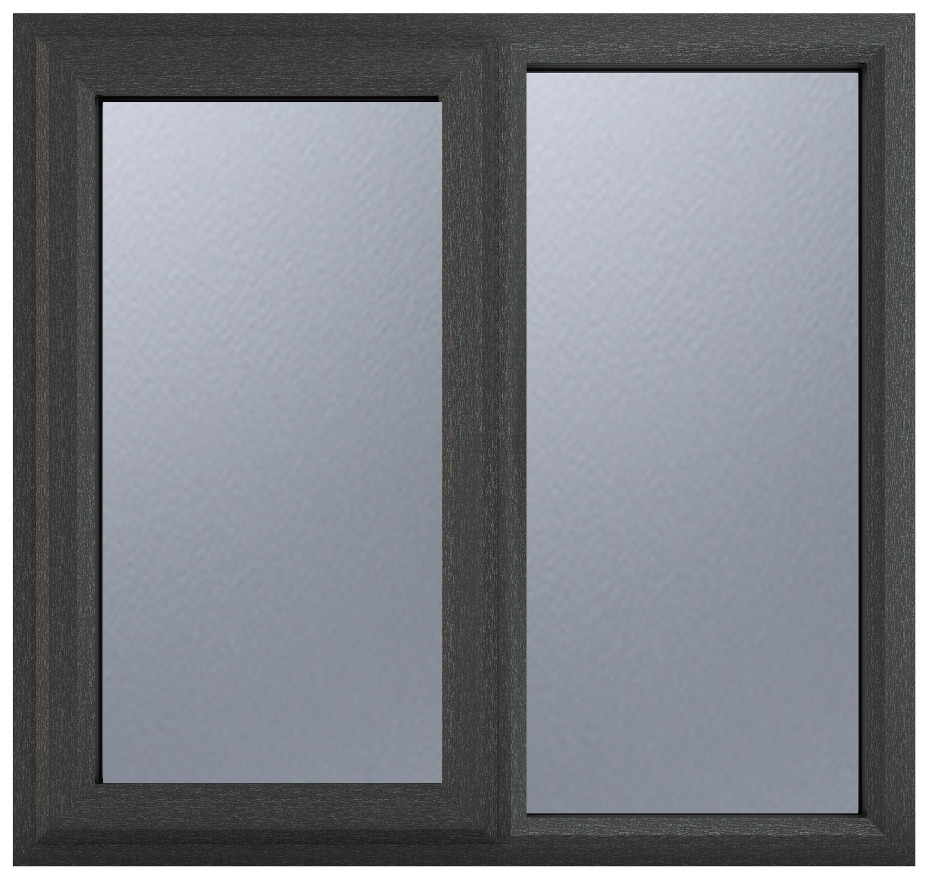 Crystal uPVC Grey Left Hung Obscure Double Glazed Fixed Light Window - 1190 x 1190mm