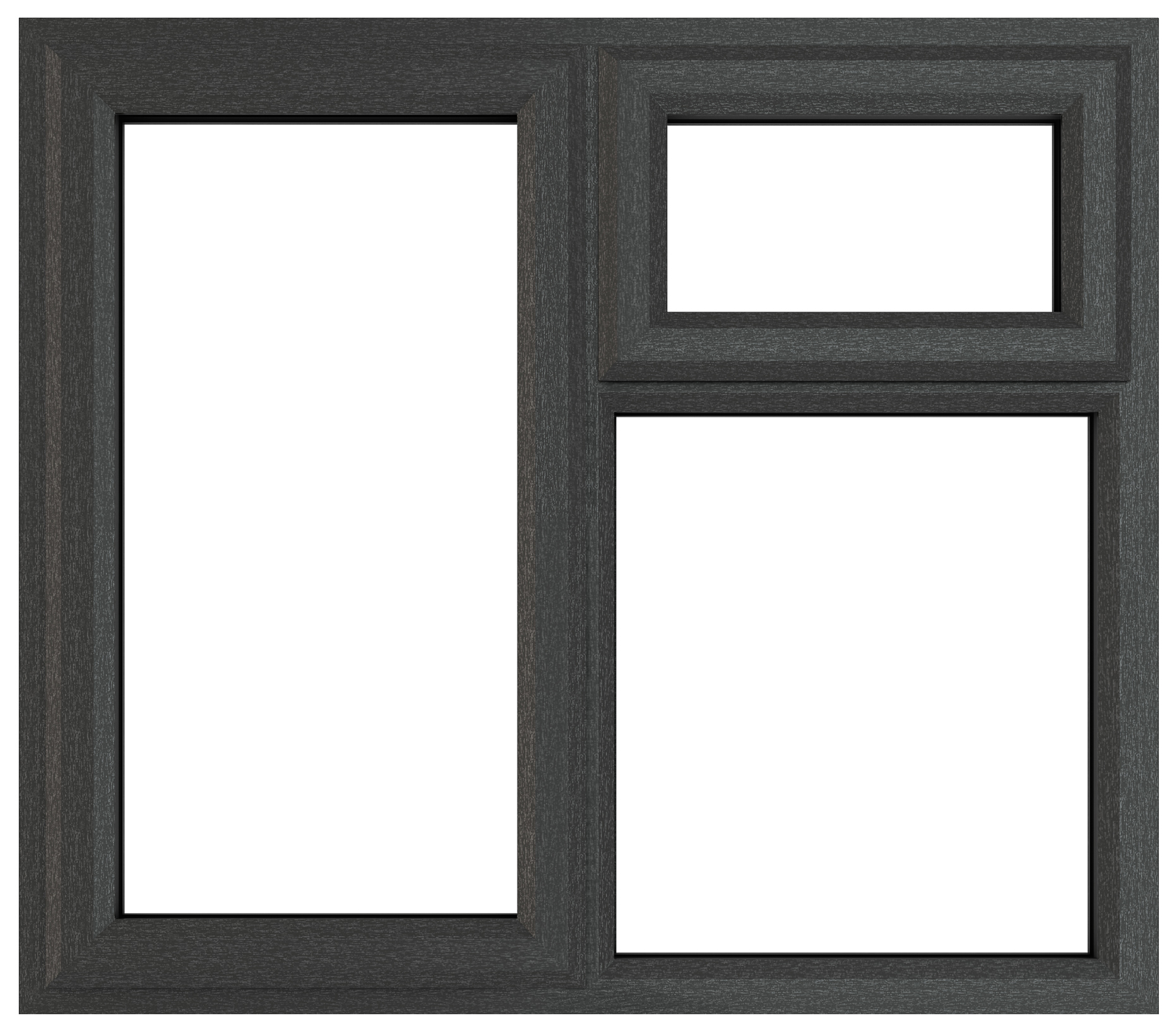 Crystal uPVC Grey Left Hung Top Opener Clear Double Glazed Fixed Light Window - 1190 x 965mm