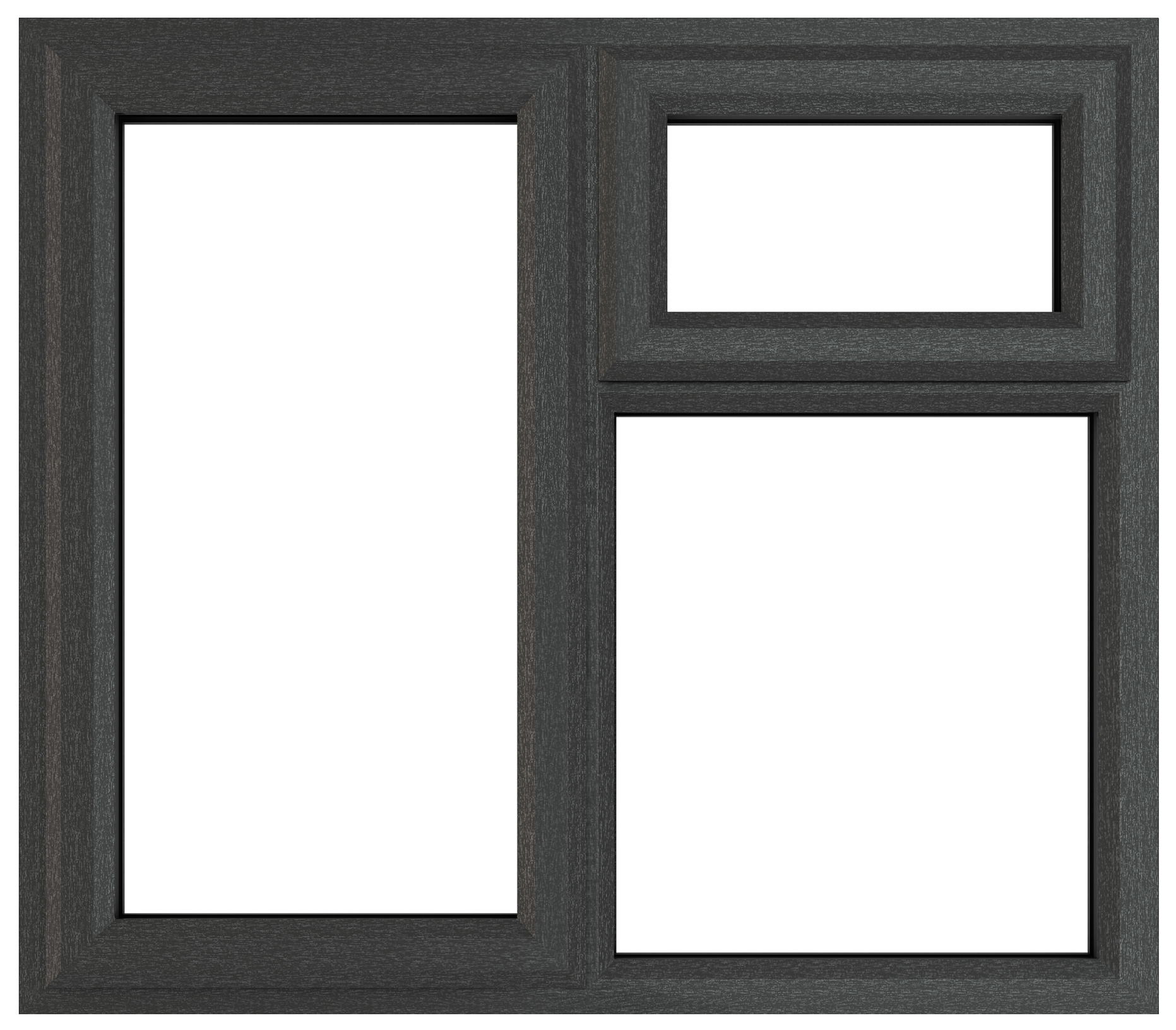 Crystal uPVC Grey Left Hung Top Opener Clear Double Glazed Fixed Light Window - 1190 x 1190mm