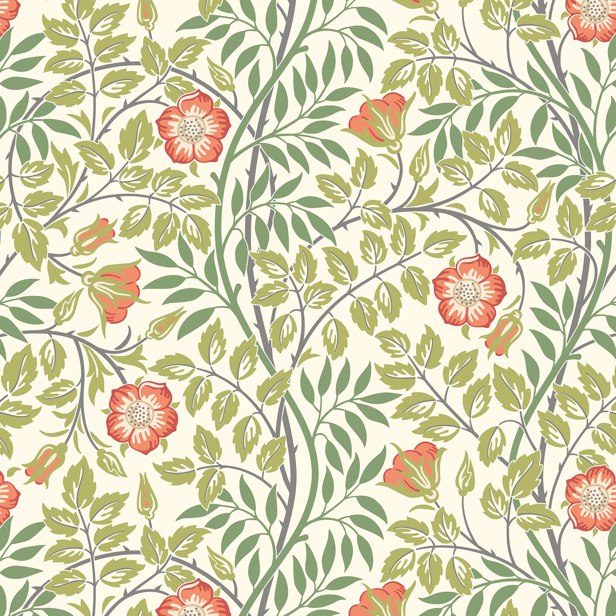 Hoopla Rosehip Trail Coral Pink Matt Wallpaper - 10m