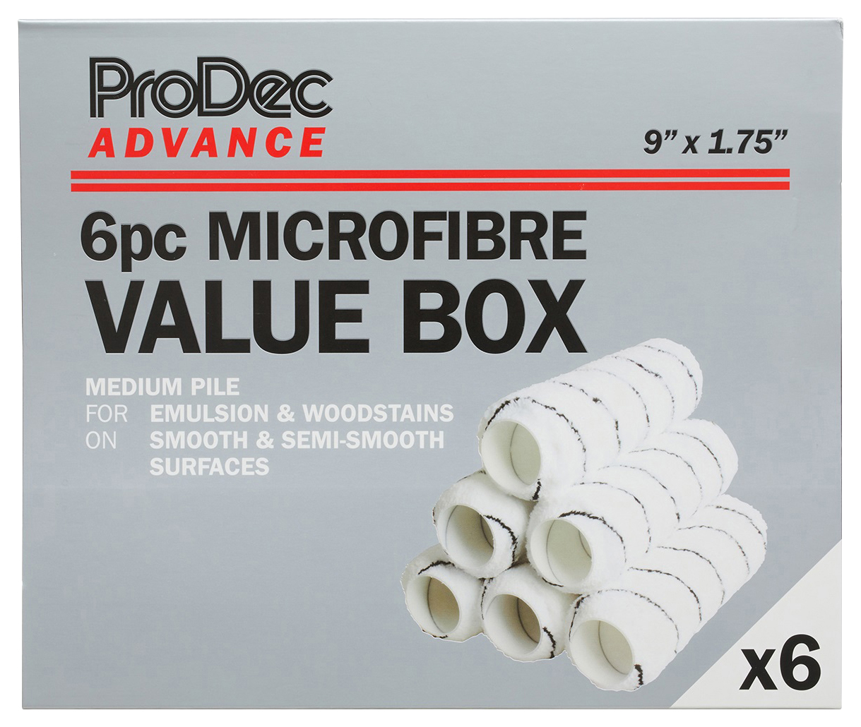 ProDec Advance Medium Pile Microfibre Rollers Value Pack - Pack of 6